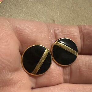 VTG Monet black enamel Earrings